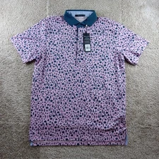 Greyson Polo Shirt Mens Medium Mauve Mist Magical Ferns Golf Performance Stretch