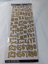 Sticko - Alphabet Stickers - Large - Gold Glitter Foam - New Package -104 Pieces