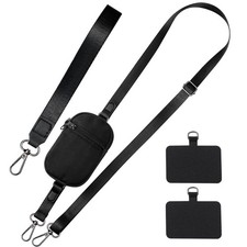 Clip and Go Strap for Phone with Wallet Crossbody, Adjustable Phone Lanyard Cros