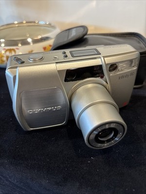 Olympus Infinity 80 AF 35mm Film Camera Tested Flash Works Lens Motor Nice