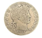 1913 Barber Silver Quarter 25c US Coin Better Date Low Mintage Circulated Type