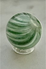 Antique German Handmade Onionskin Glass Marble Green Swirl 5/8 Ground Pontil
