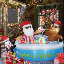 7FT Inflatable Santa Claus Decoration with LED Lights for Indoor/Outdoor Use