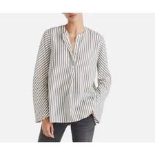 Madewell Brighton Striped Popover Tunic Shirt with Flare Bell Sleeves - Size M