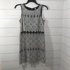 Kensie Black Lace Overlay Sheath Dress Medium