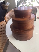 3 Vintage Shaker Oval Wood Boxes Fingers Nest...