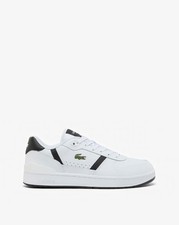 Image of Lacoste T-Clip Set Leather Trainers in White/Black Shoes