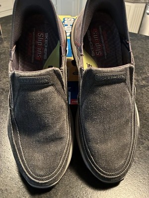 Skechers Men's Size 14 Extra Wide Casual Slip-In Charcoal Air Cooled Memory Foam