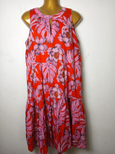 Tommy Hilfiger Red Pink Floral Woven A-Line Sleeveless Round Neck Lined 6