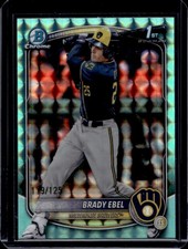 2025 Bowman Draft Brady Ebel Chrome Aqua Geometric Refractor 1st #/125 Brewers