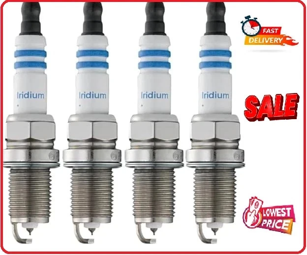 BOSCH 9602 OE - Bujía de doble iridio de alambre fino, paquete de 4