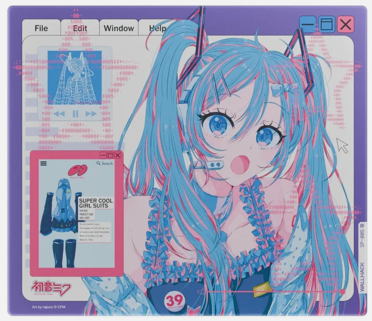 WALLHACK SP-005 Hatsune Miku OS Glass Mousepad IN HAND! SHIPS ASAP