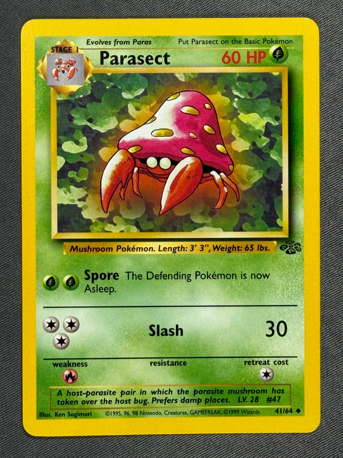 Parasect 41/64 Base Set Series Jungle UNCOMMON Stage 1 POKEMON CARD 1999 - NM