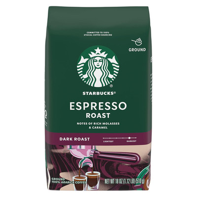 Dark Roast Ground Coffee   Espresso Roast   100% Arabica   1 Bag (18 Oz.)