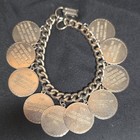 Ten Commandments Silver Tone Chain Charm Bracelet Engraved Disc Charms — photo 1