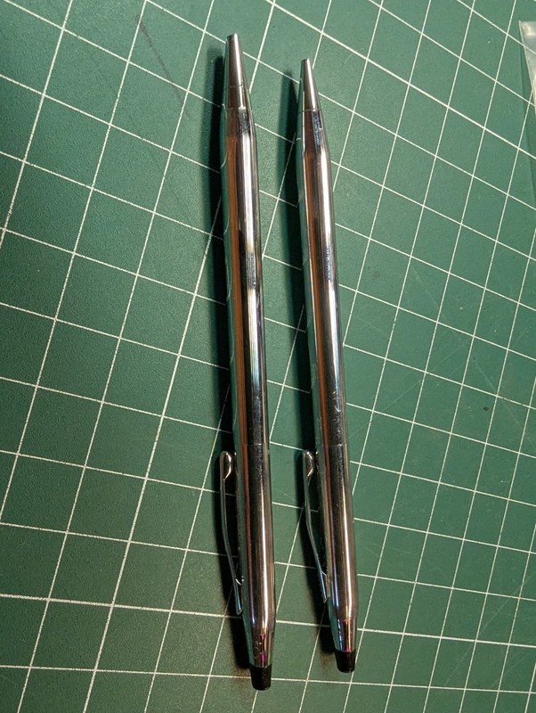 Vintage Cross Century Chrome Pen & Pencil Set Beautiful with New Blue Cartridge 