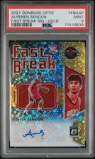 2021-22 Donruss Optic ALPEREN SENGUN Rookie Gold Disco Fast Break Auto /10 PSA 9