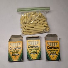 Crayola Yellow Anti-Dust Chalk   Vintage 1988 - 3 Empty Boxes And Broken Pieces