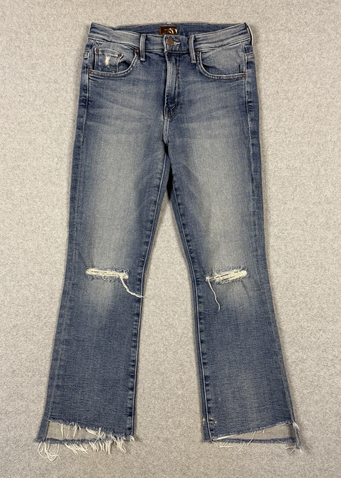 Mother Womens High Rise The Insider Crop Step Fray Jeans Blue Size 25