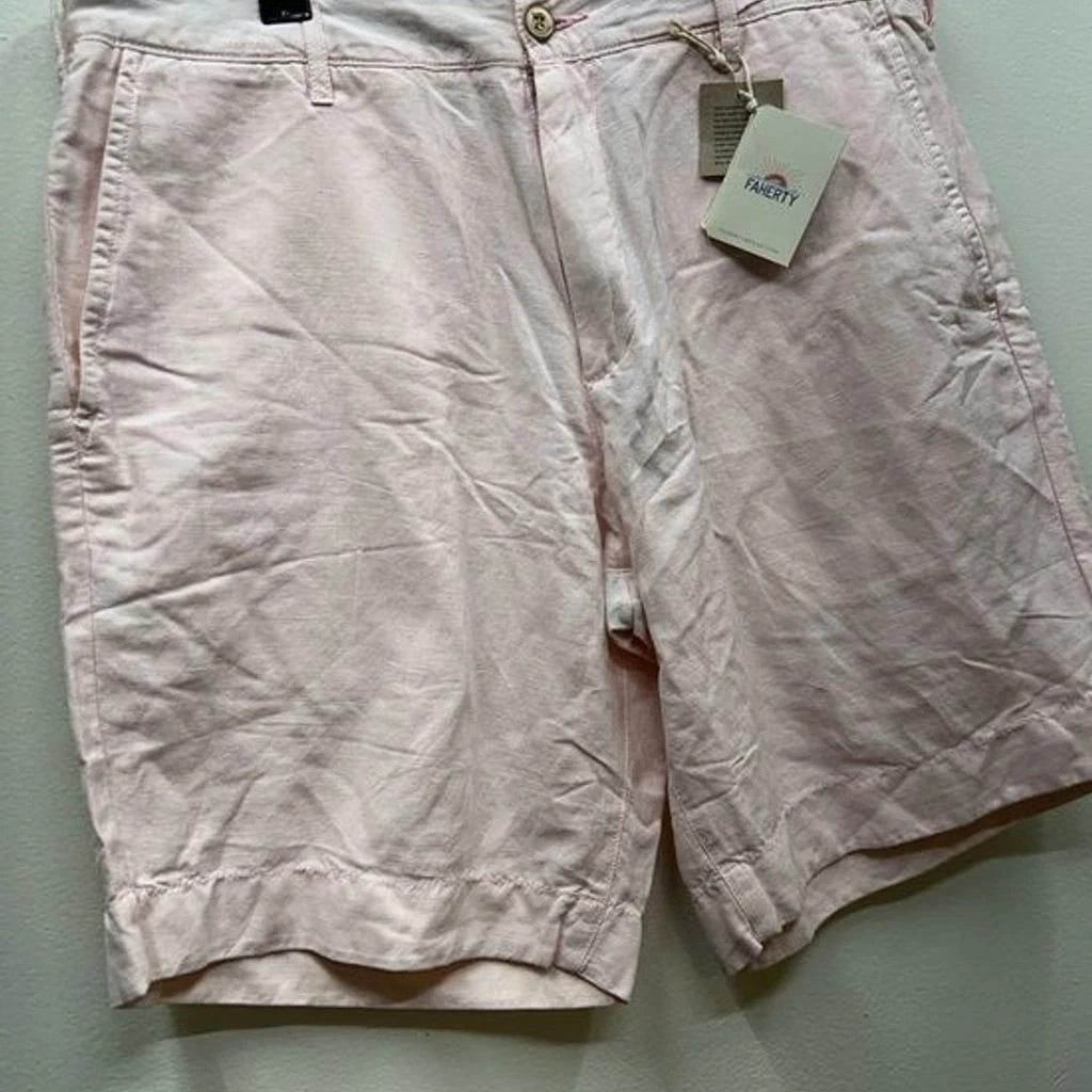 NWT Men's Faherty Soft Blush Linen-Blend Flat Front Shorts