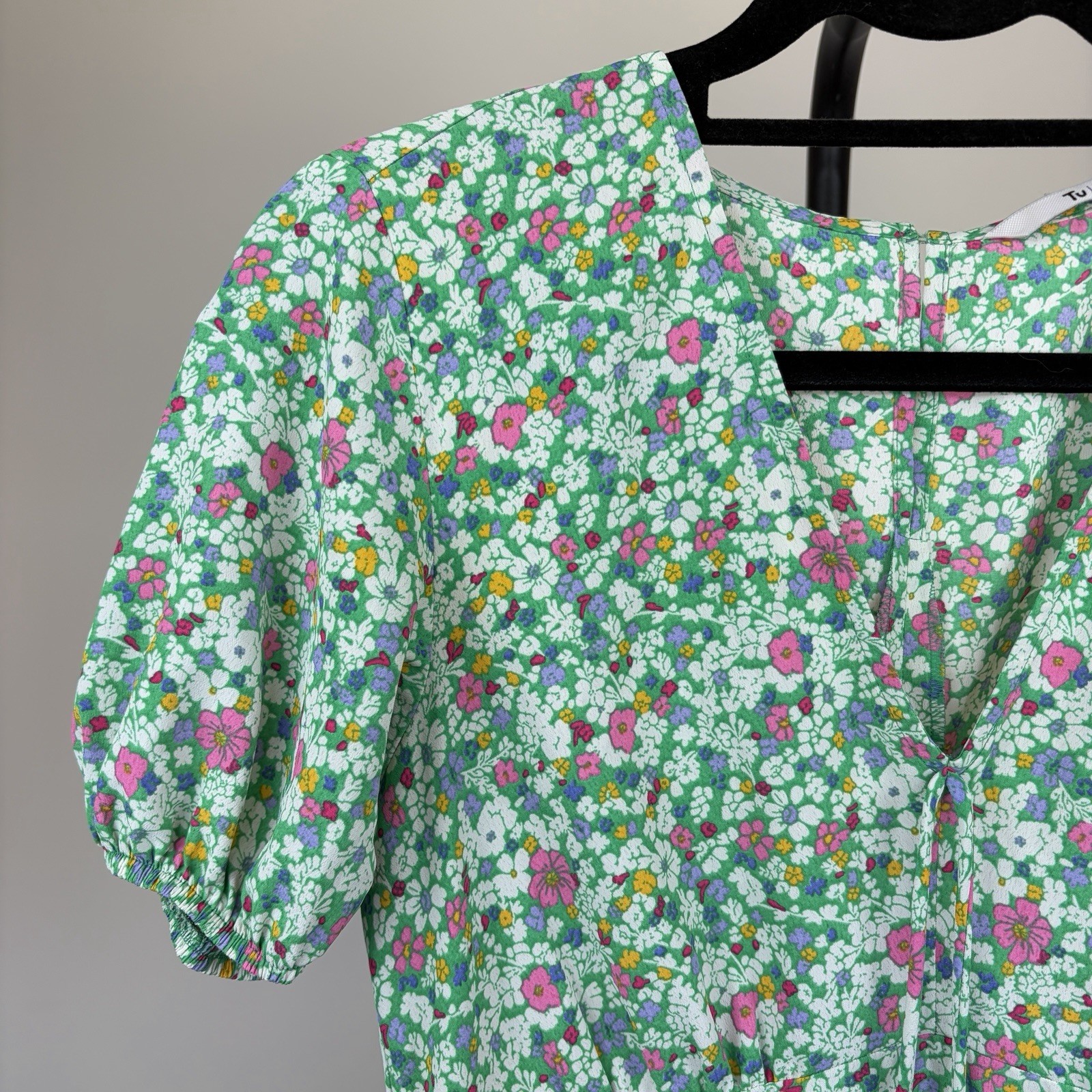 Tu Women's Green Floral Ditsy Short Sleeve Summer Dress Size UK 12 image 3