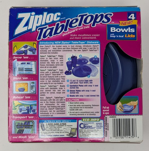 Ziploc Ciotole da Tavolo 16oz Con Coperchi Confezione da 4 Vintage - Nuove - Foto 2 di 2