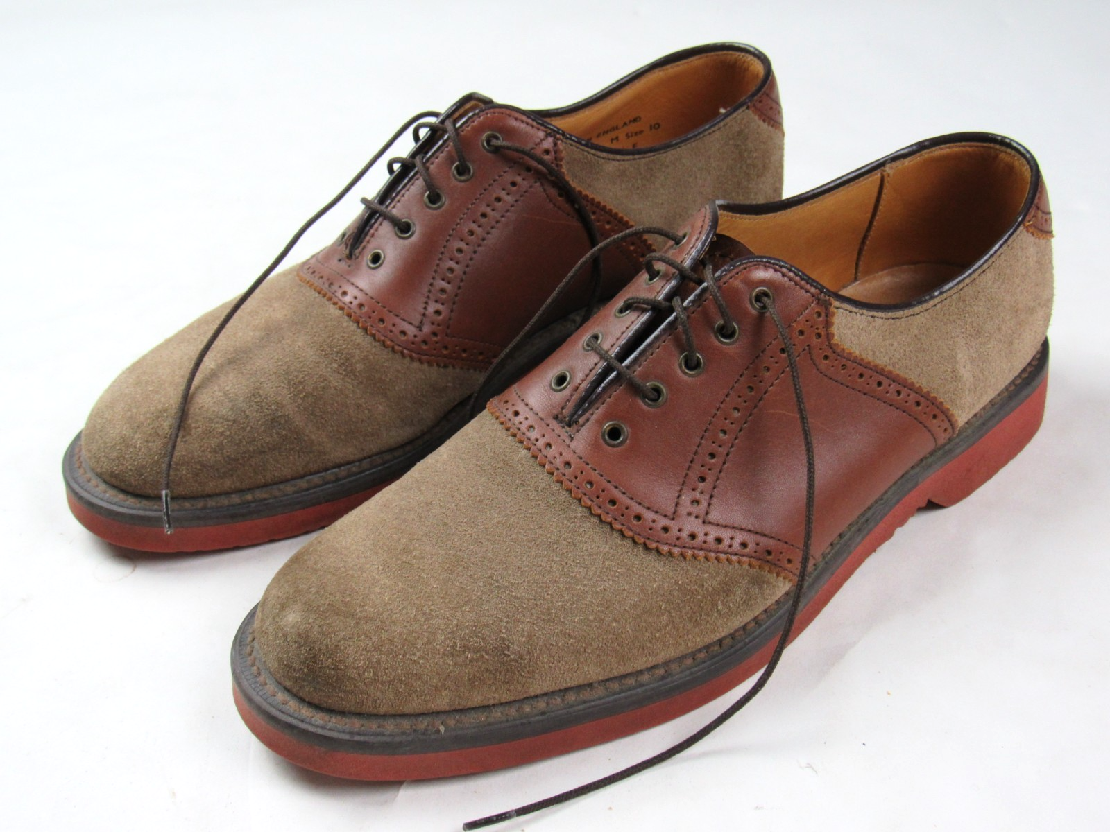 SAOLA Scarpe da sella derby Barrie Ltd Brown Buck Nubuck da uomo 10 US 2 toni Inghilterra
