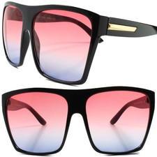 Large Oversized Swag Hip Hop Rapper DJ Gangster Pink & Blue Lens Sunglasses