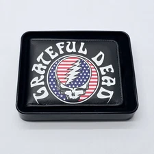 Grateful Dead Buckle Down Steal Your Face Stars & Stripes Black Bi-fold Wallet