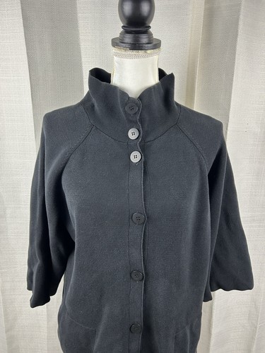 Cárdigan grueso con botones de mezcla de algodón de seda Eileen Fisher talla mediana - negro - Imagen 4 de 10