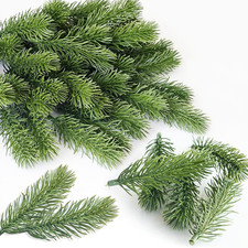 80 künstliche Tannenzweige – ca. 10 cm – zweifarbig – PE-Kunststoff – für Kranz-