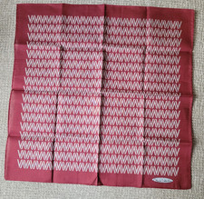 VTG Mario Valentino Red Cotton Arrow/Chevron/Triangle Square Handkerchief Japan