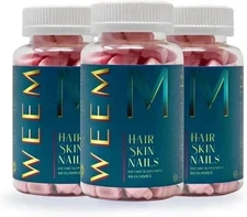 Pack of 3-WEEM Hair Skin and Nails Gummies,Vitamins, Healthy Hair EXP:08-13-2027