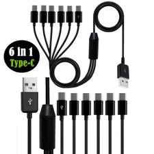 6in1 USB Splitter Cable Type C Micro Multi Fast Charging Adapter Cord Charger