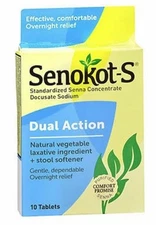 Dual Action Laxative + Stool Softener 10 Tabs By Senokot