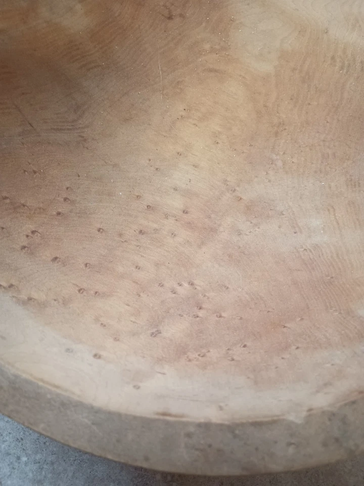 Wooden Bowl Primitive Off Round 10.5"x11" Birds Eye Maple Raw Maine Hand Turned - Image 2 of 4