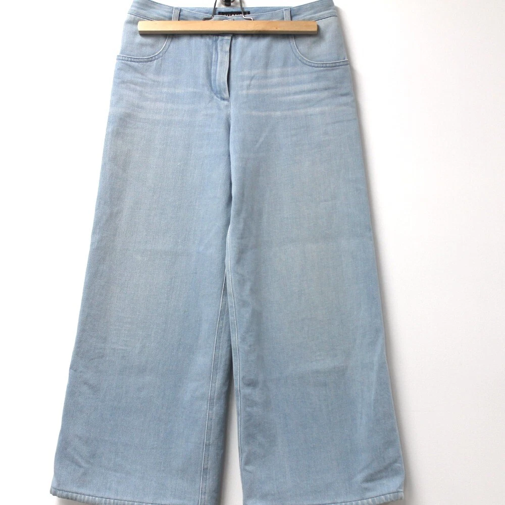 CHANEL Wide Pants Baggy Jeans Denim Pants Blue