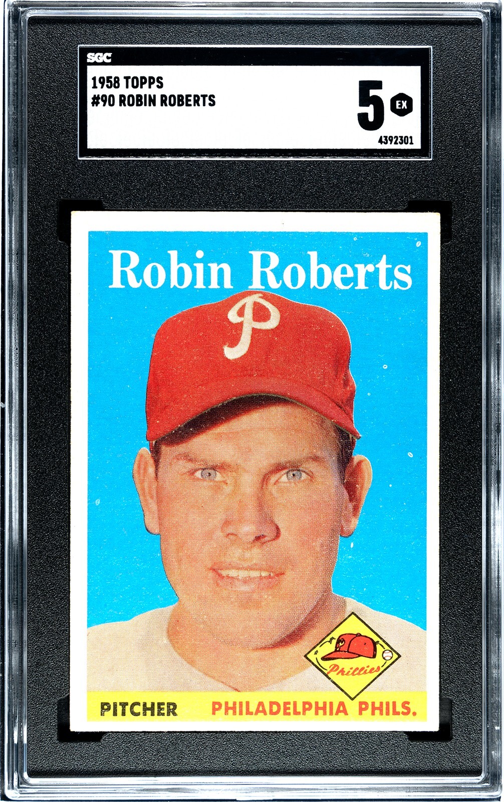 1958 Topps ROBIN ROBERTS Philadelphia Phillies #90 SGC 5 EX Condition