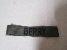MILITARY PATCH OLDER SEW ON BDU OD GREEN NAME TAPE WITH BERRY