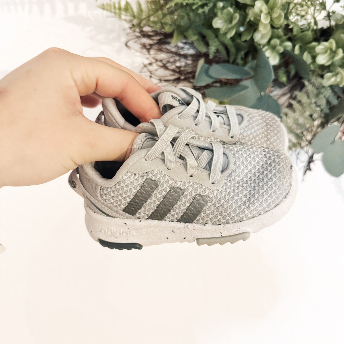 Adidas Racer TR Kids Gray Slip on Sneaker Shoes Size