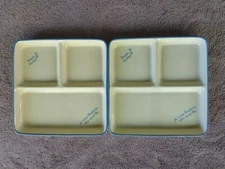French France Have Fun Divided Dishes Plates 8" by 8" Set of 2