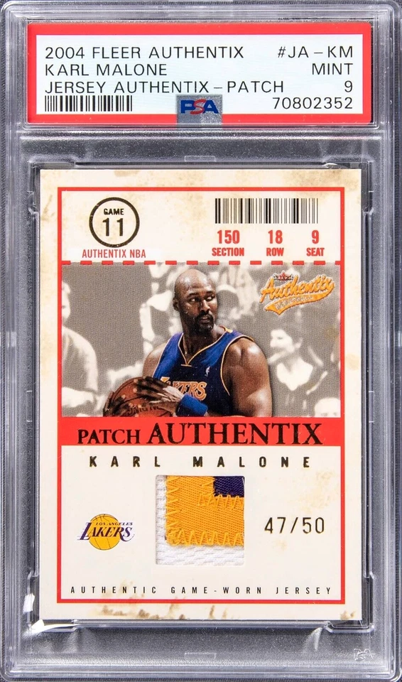PSA 9 /50 Karl Malone PERSONAL COLLECTION Jersey Patch 2004 Authentix LOA AUTO - Image 2 of 4
