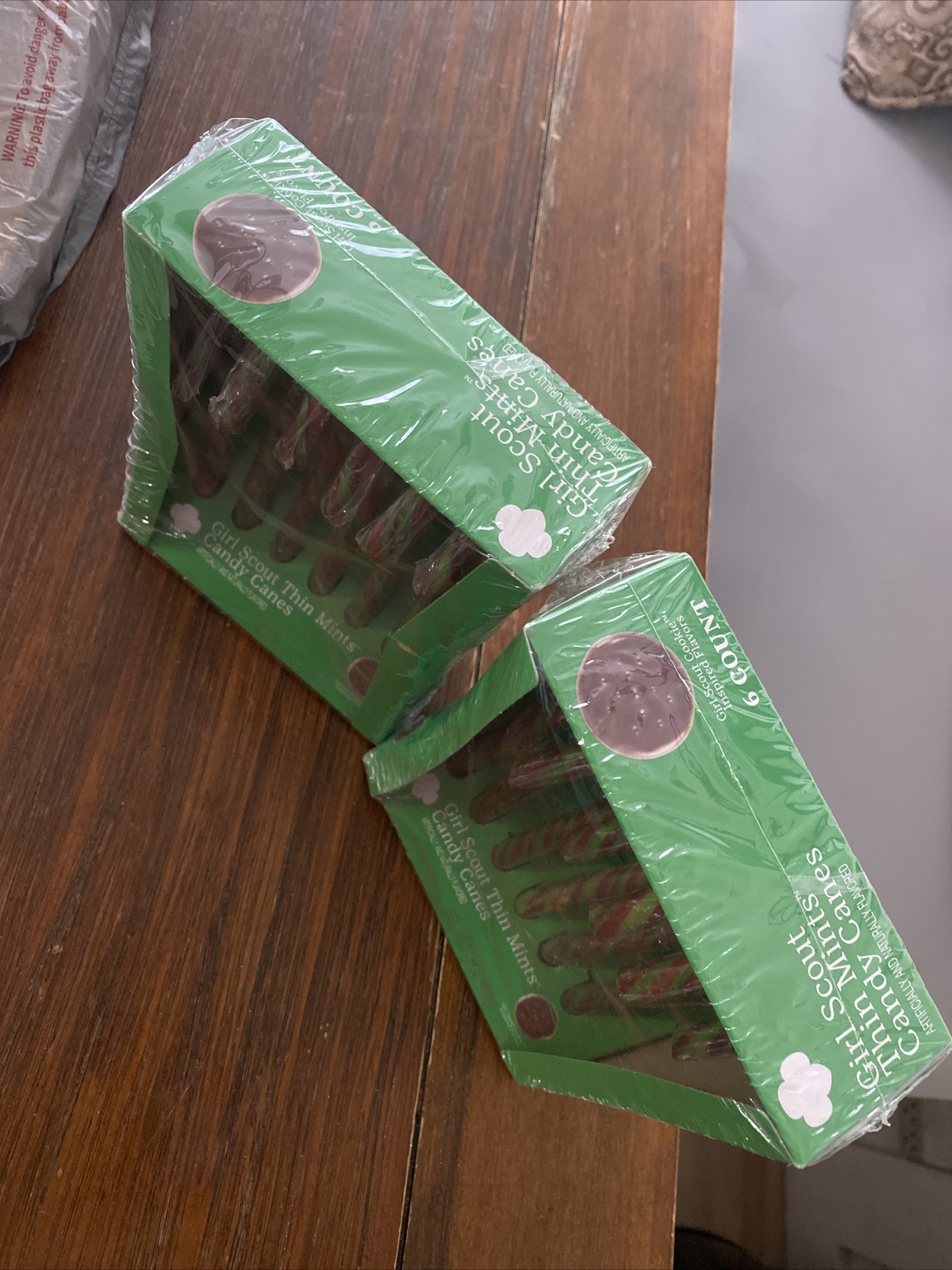 12 Girl Scout Thin Mint Inspired Candy Canes NIB TWO Boxes Of 6 Each!