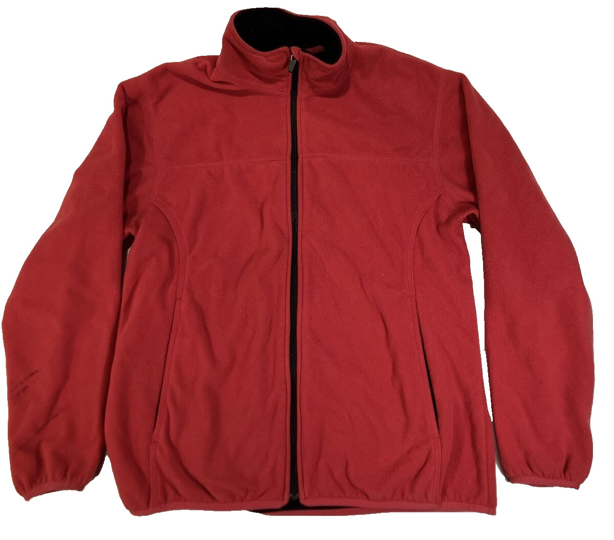Lands End M 10-12 Jacket Womens Fleece Full Zip Pockets Long Sleeve Magenta Pink