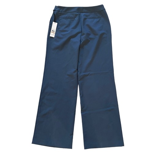 Calvin Klein Wide Leg High Rise Suit Pants Size 12 NWT Blue Stretch 33” Inseam