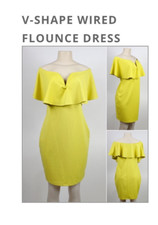 V-SHAPED WIRED FLOUNCE DRESS (+SIZE)