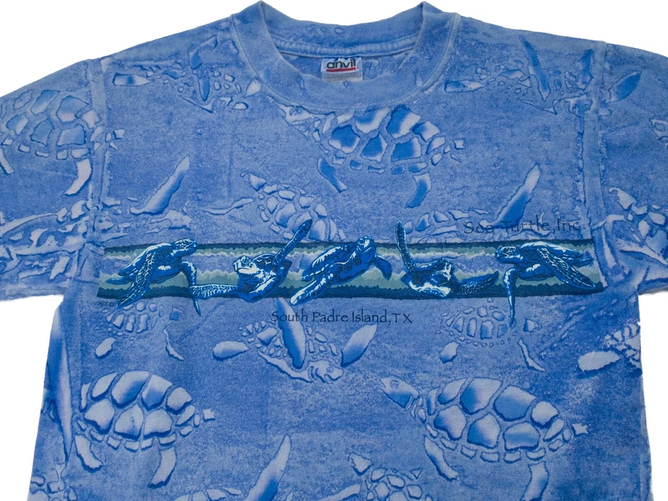 Camisa Tortuga Marina Para Hombre L South Padre Island Texas Playa Viaje Turista De Colección Foto 2 de 4