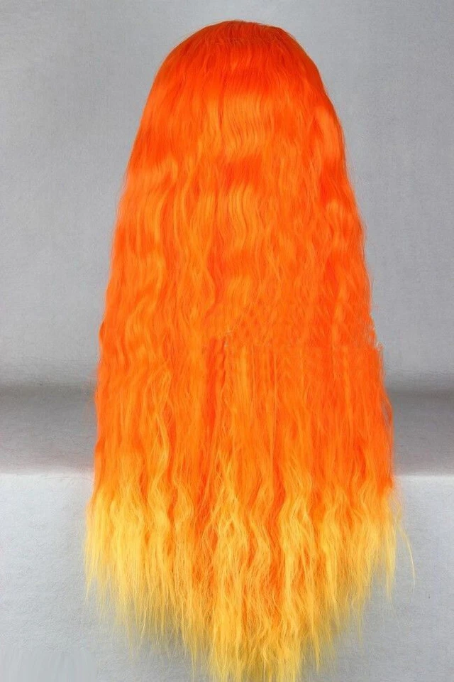 Moda Peluca de Pelo Larga Naranja Mezcla Dorada Ondulada Mujeres Dama Juegos con disfraces Foto 3 de 4