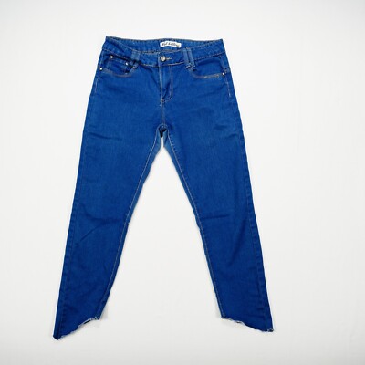 HOT BOTTOM Damen Jeans Hose Gr. M / 38 Pazifik Blau Capri Style Low Waist tapere