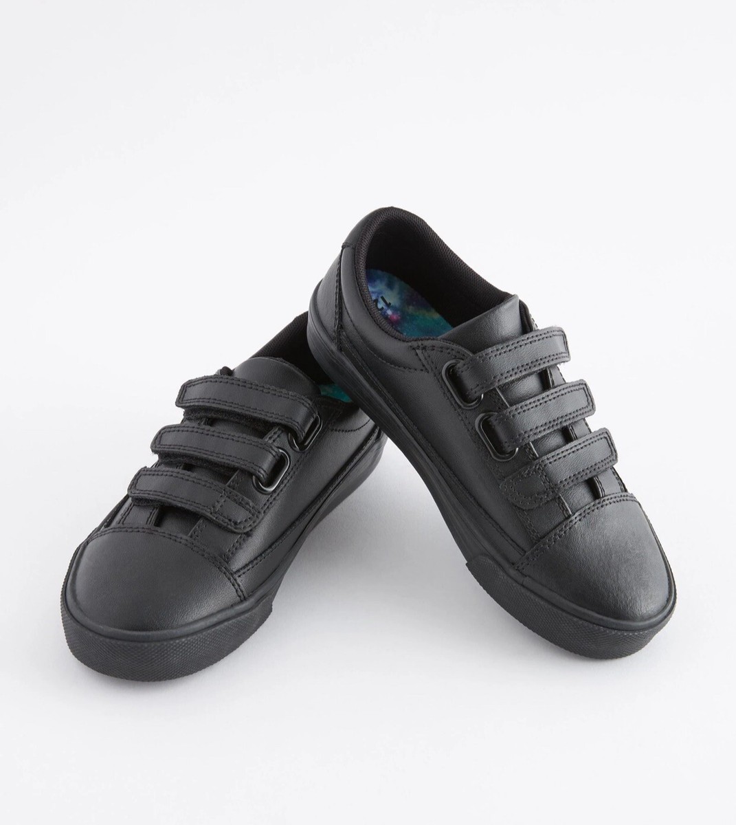 NEXT Black Standard Fit Leather Triple Strap Boys School Shoes